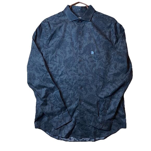 Express Men’s Dress Shirt Black Floral Print Long Sleeve Size L Slim NWT $70 - Picture 1 of 7